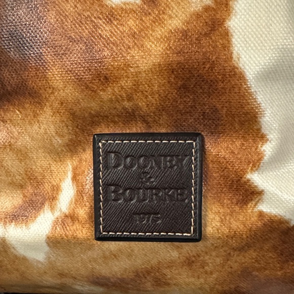Dooney & Bourke Brown and Cream Cowhide Print Satchel - Picture 2 of 10